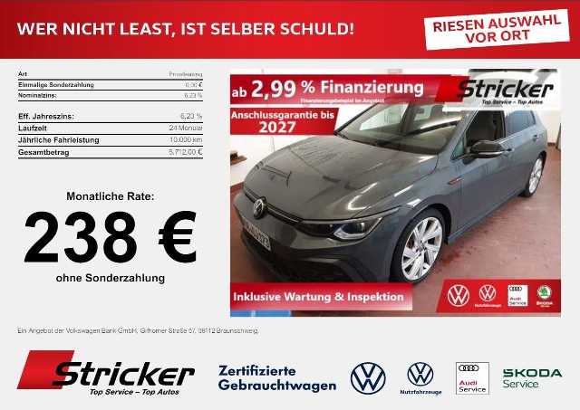 Volkswagen Golf °°GTI 2.0TSI DSG 238,-ohne Anzahlung Neu 59.655,-