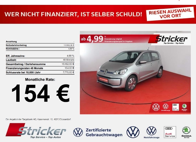 Volkswagen up! e-up Move 154,-ohne Anzahlung Sitzheizung Alu
